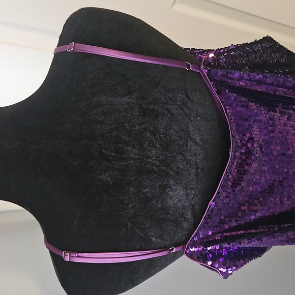 Allegra K Purple Sequin Mini Dress 3X - Picture 4 of 5